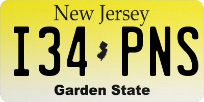 NJ license plate I34PNS