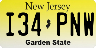 NJ license plate I34PNW