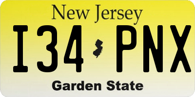 NJ license plate I34PNX