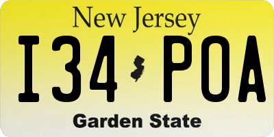 NJ license plate I34POA