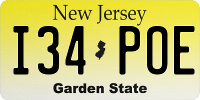 NJ license plate I34POE