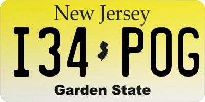 NJ license plate I34POG