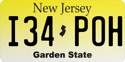 NJ license plate I34POH