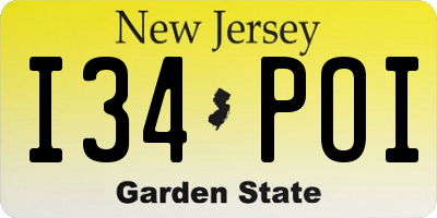 NJ license plate I34POI