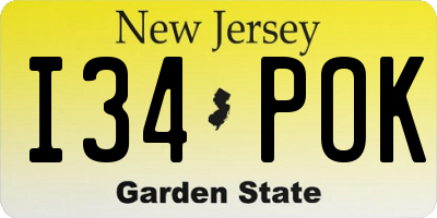 NJ license plate I34POK