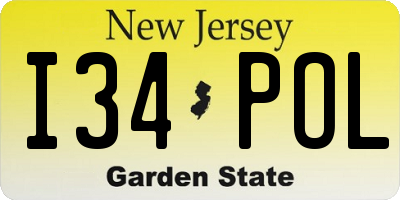 NJ license plate I34POL