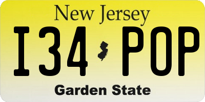 NJ license plate I34POP