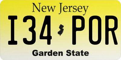 NJ license plate I34POR