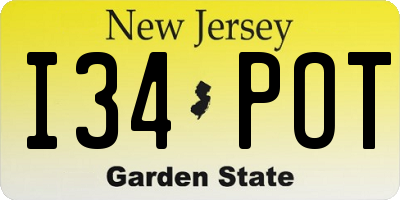 NJ license plate I34POT