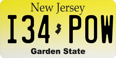 NJ license plate I34POW