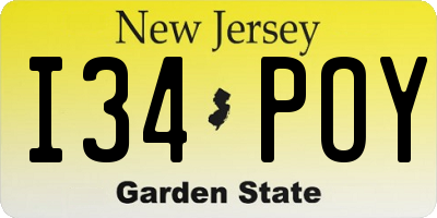 NJ license plate I34POY
