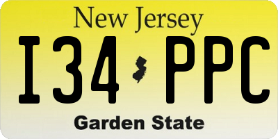 NJ license plate I34PPC