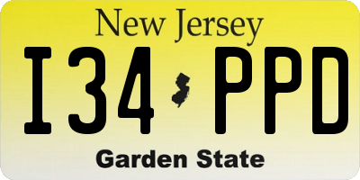 NJ license plate I34PPD
