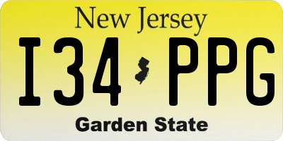 NJ license plate I34PPG