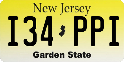 NJ license plate I34PPI