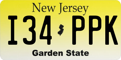 NJ license plate I34PPK