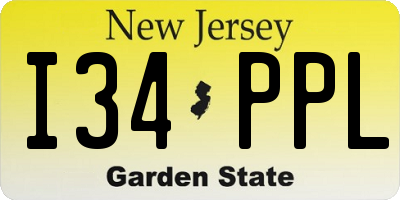 NJ license plate I34PPL