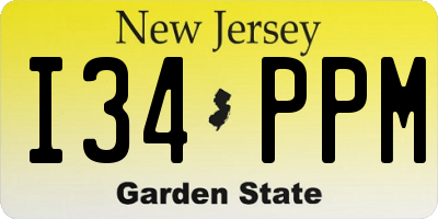 NJ license plate I34PPM