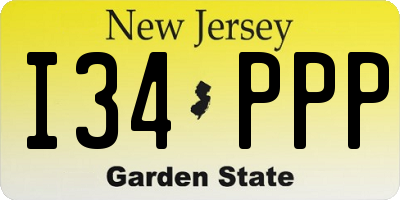 NJ license plate I34PPP