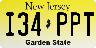 NJ license plate I34PPT