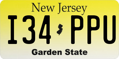 NJ license plate I34PPU