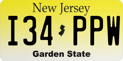 NJ license plate I34PPW