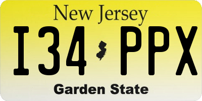 NJ license plate I34PPX