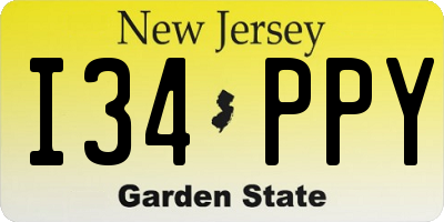 NJ license plate I34PPY