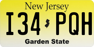 NJ license plate I34PQH