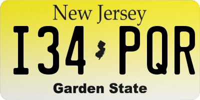 NJ license plate I34PQR
