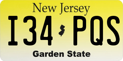 NJ license plate I34PQS