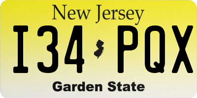 NJ license plate I34PQX