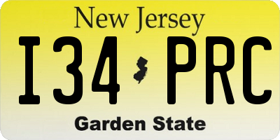 NJ license plate I34PRC
