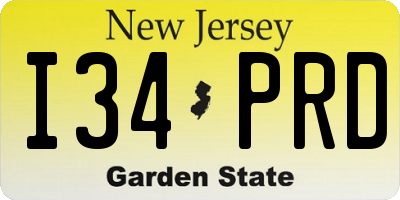 NJ license plate I34PRD