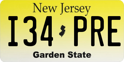 NJ license plate I34PRE