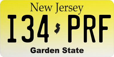 NJ license plate I34PRF