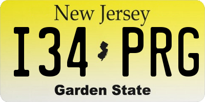 NJ license plate I34PRG