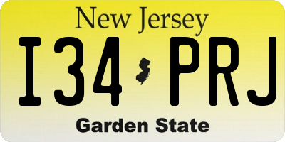 NJ license plate I34PRJ