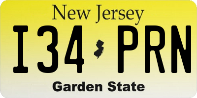 NJ license plate I34PRN