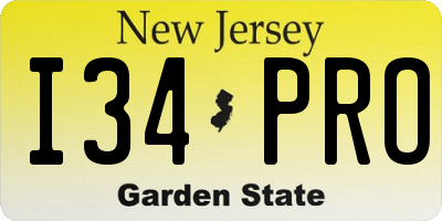NJ license plate I34PRO