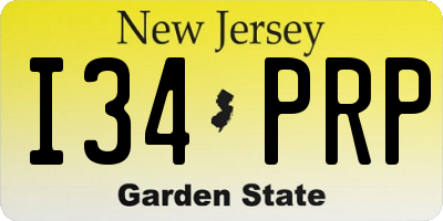 NJ license plate I34PRP