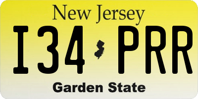 NJ license plate I34PRR
