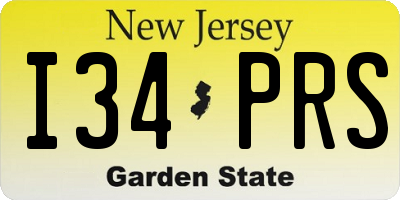 NJ license plate I34PRS