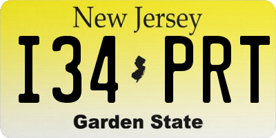 NJ license plate I34PRT