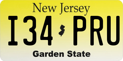 NJ license plate I34PRU