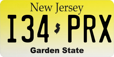 NJ license plate I34PRX