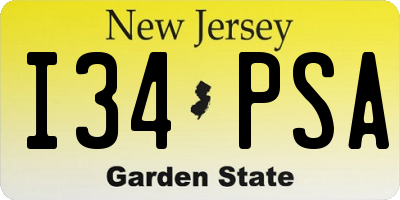 NJ license plate I34PSA