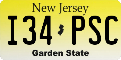 NJ license plate I34PSC