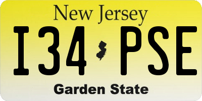 NJ license plate I34PSE