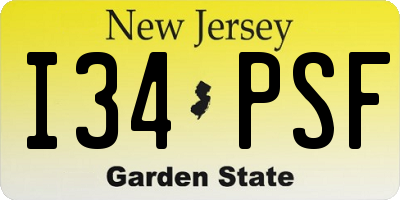 NJ license plate I34PSF